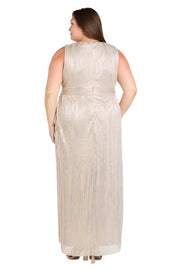 Two-Piece Cascade Front Jacket Over Surplice Bodice Long Dress - Plus