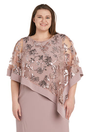 Short Sequin Floral Lace Poncho Dress - Plus