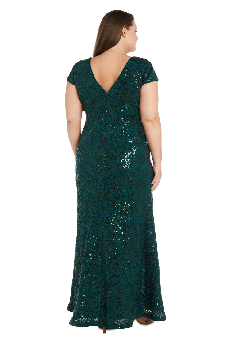 Sparkling Sequin Lace Evening Gown - Plus