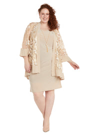 Elegant 3D Floral Jacket Dress - Plus