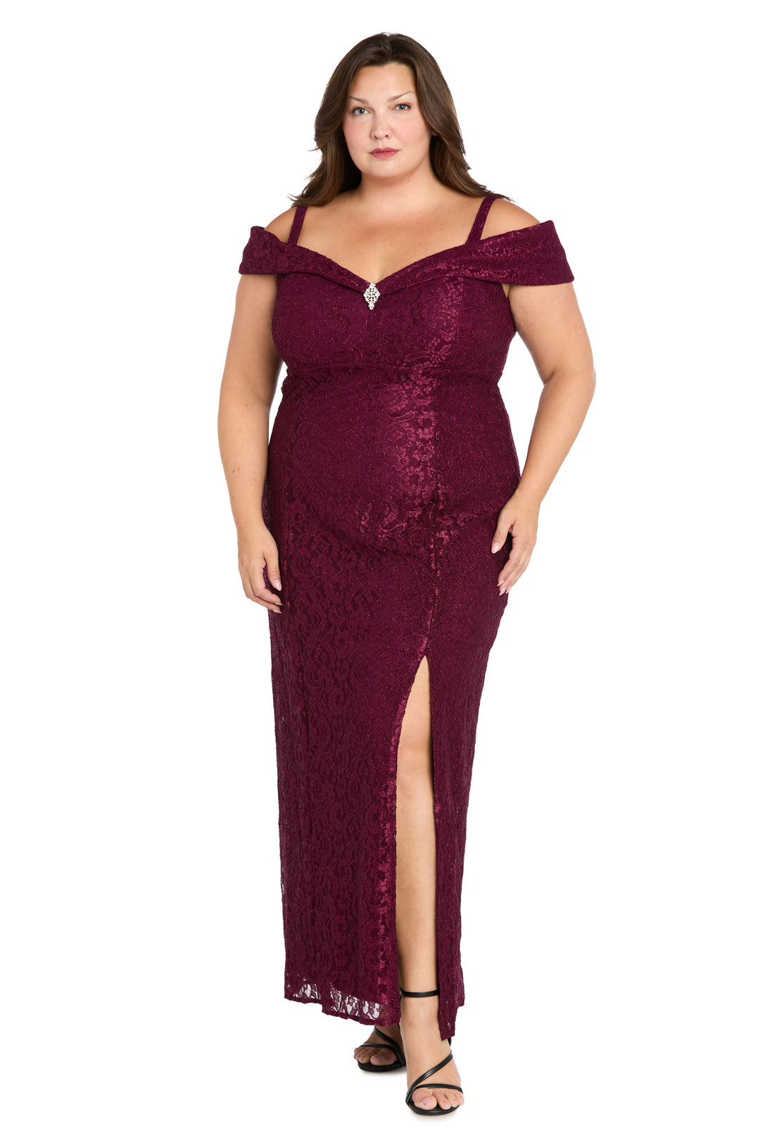 jessica howard plus size lace dress Jessica Howard Plus Size Bell-Sleeve Velvet Intarsia Dress – Vanessa Jane main image 0
