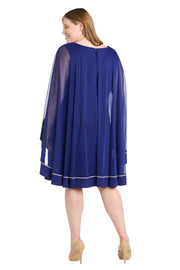 Cocktail Dress with Caplet and Rhinestone Trim - Plus