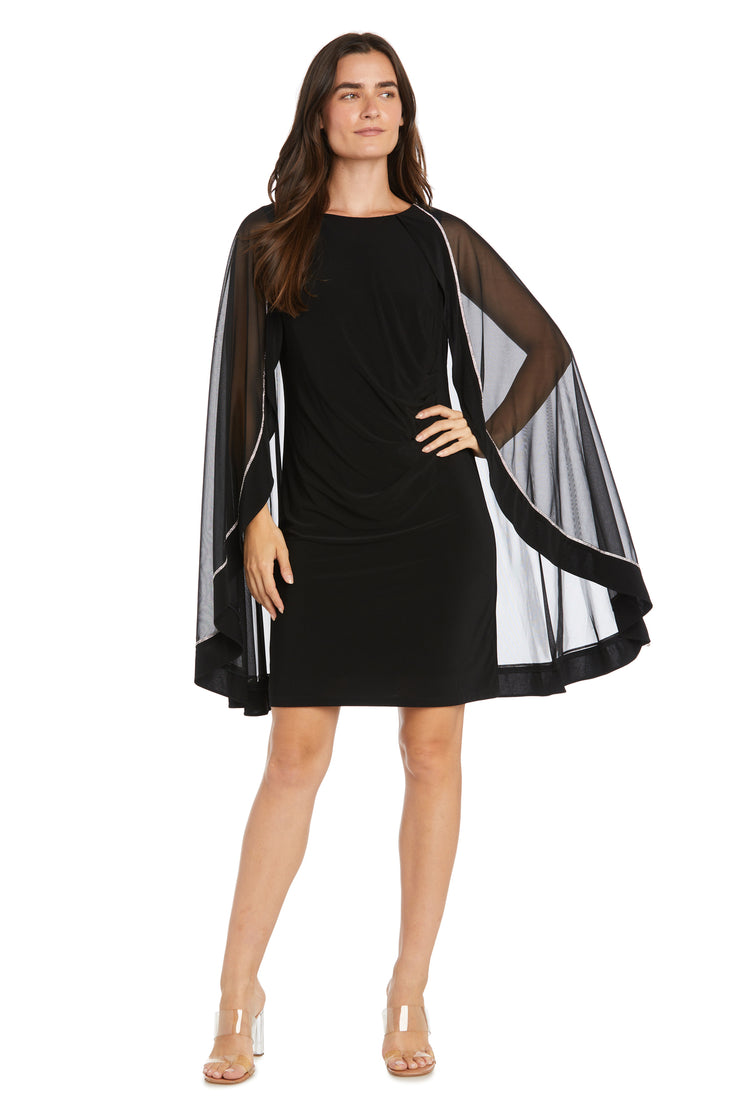 Cocktail Dress with Caplet and Rhinestone Trim