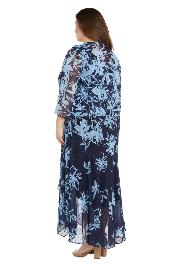 High Low Floral Print Jacket Dress - Plus