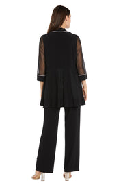 Pantsuit with Illusion Sleeves and Rhinestone Trim
