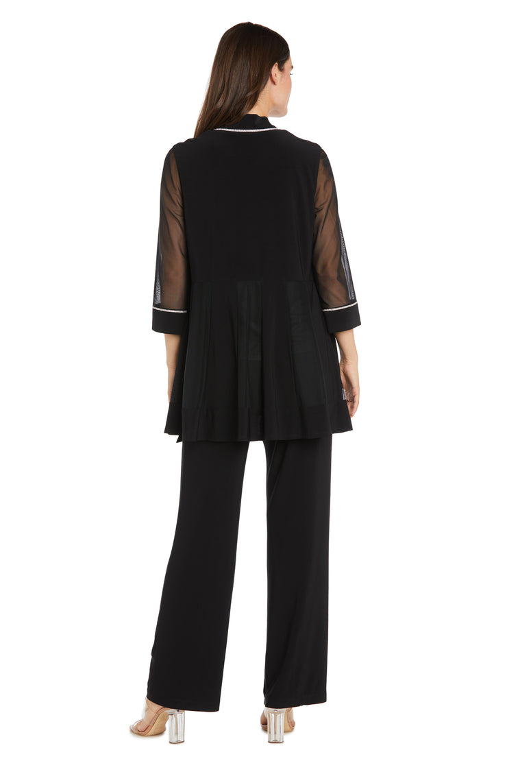 Pantsuit with Illusion Sleeves and Rhinestone Trim