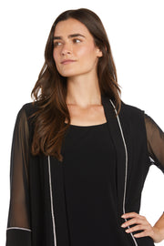 Pantsuit with Illusion Sleeves and Rhinestone Trim