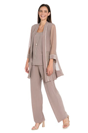 Pantsuit with Illusion Sleeves and Rhinestone Trim