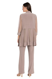 Pantsuit with Illusion Sleeves and Rhinestone Trim