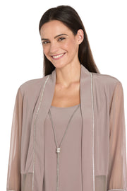 Pantsuit with Illusion Sleeves and Rhinestone Trim