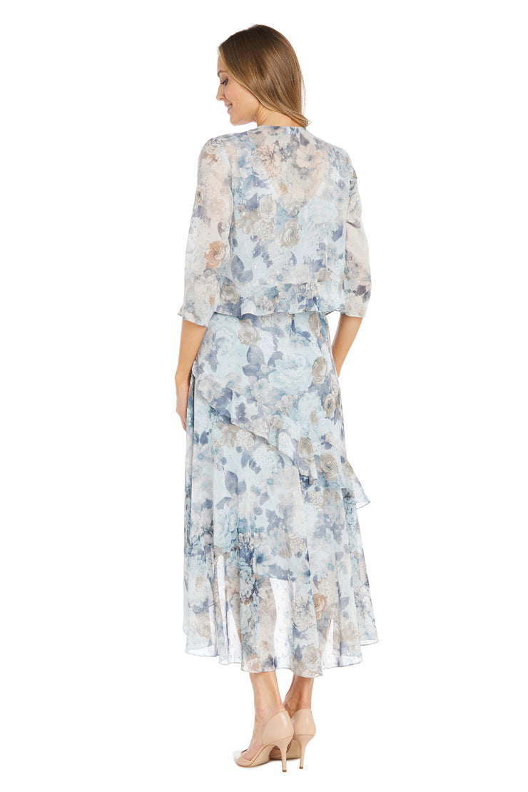 High Low Floral Chiffon Jacket Dress