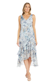 High Low Floral Chiffon Jacket Dress