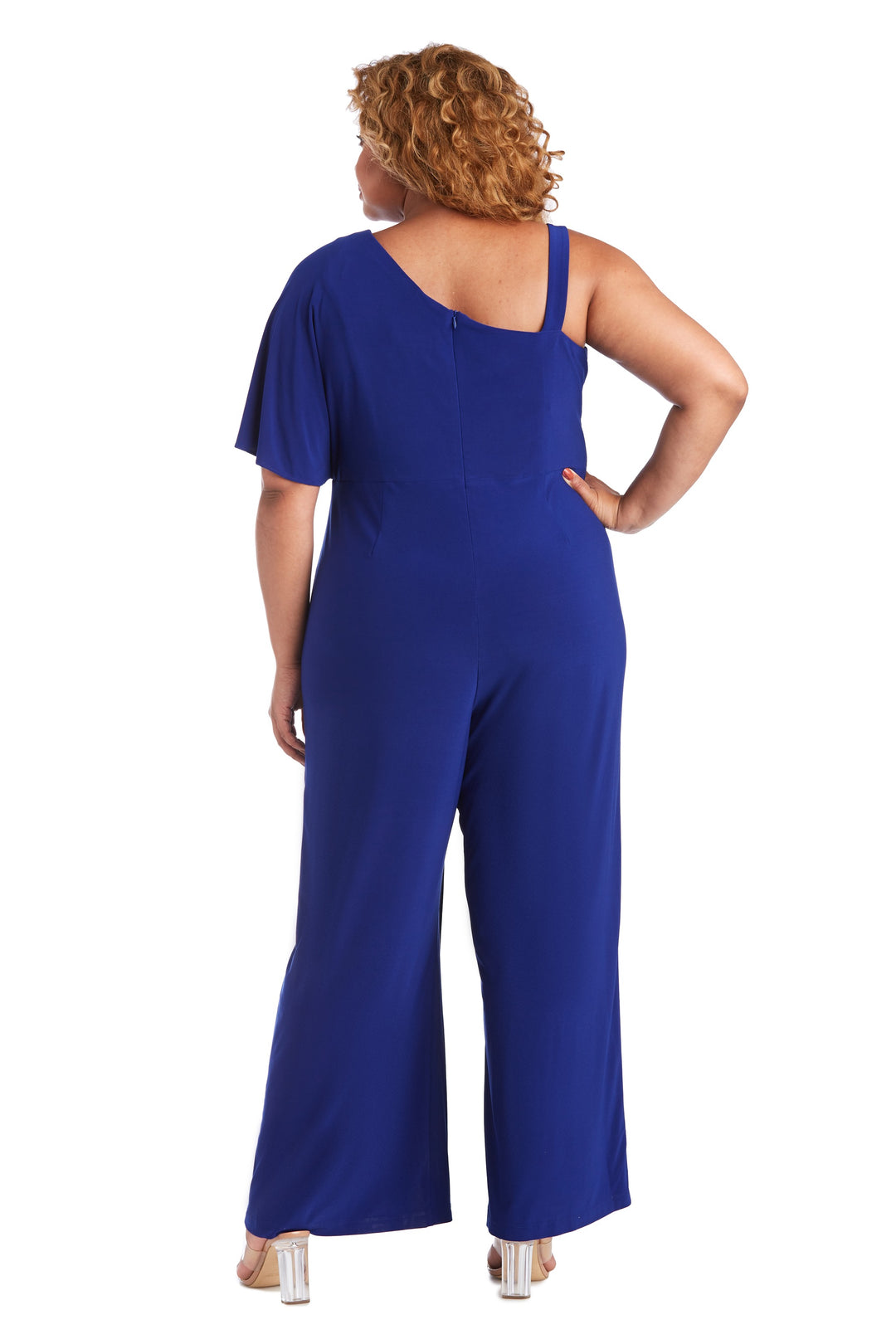 R M Richards Plus Size Asymmetric One Shoulder Jumpsuit 16W