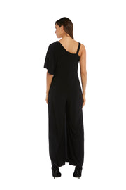 Flare Jumpsuit with Overlay and Draped Sleeves