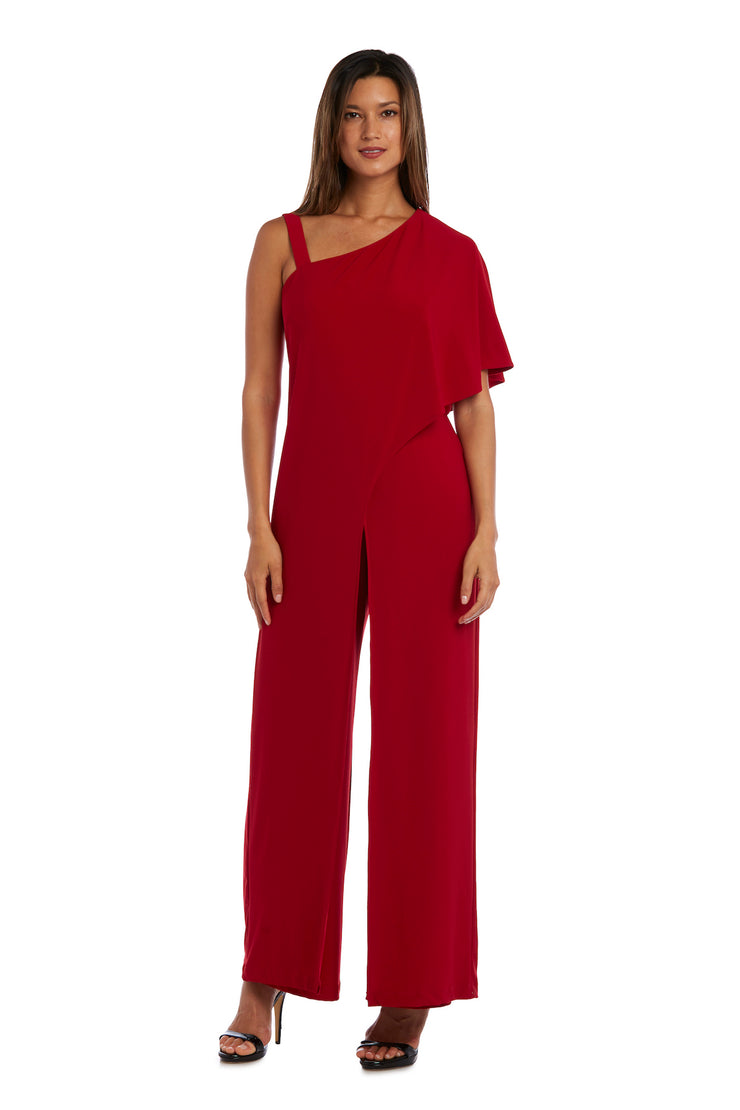 Flare Jumpsuit with Overlay and Draped Sleeves