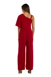 Flare Jumpsuit with Overlay and Draped Sleeves