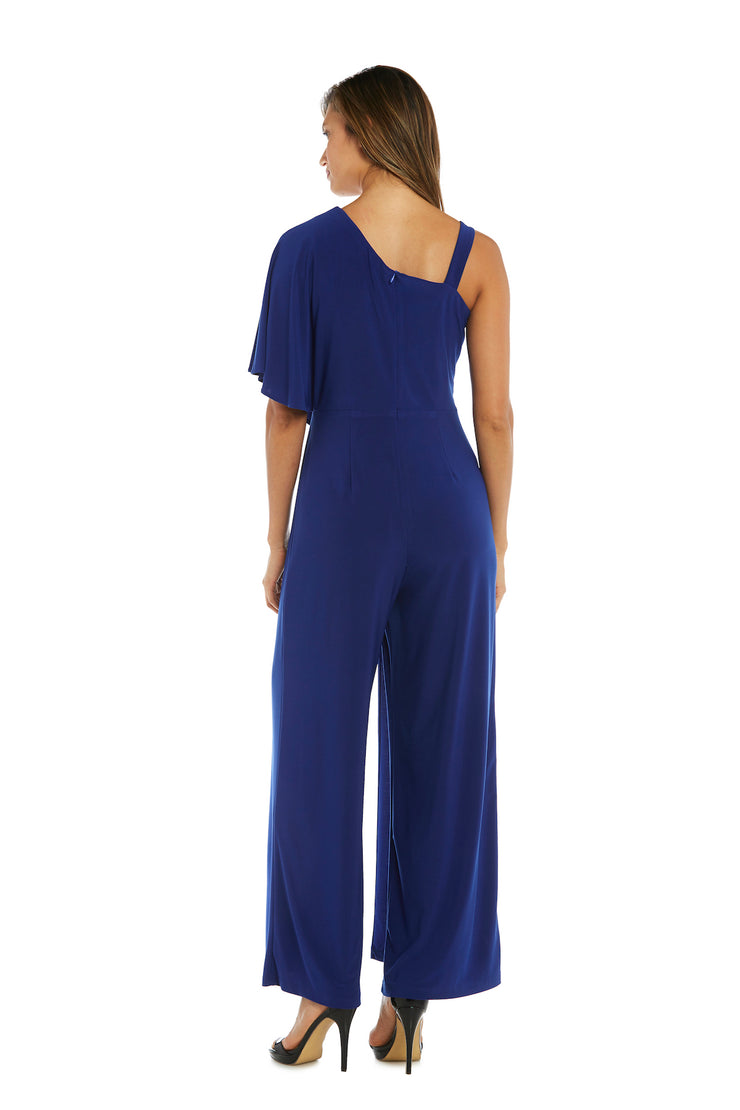 Flare Jumpsuit with Overlay and Draped Sleeves