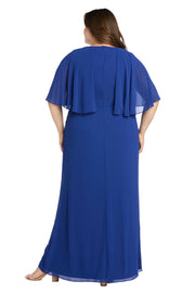 Long Chiffon Caplet Dress with a Rhinestone Waist Detail - Plus