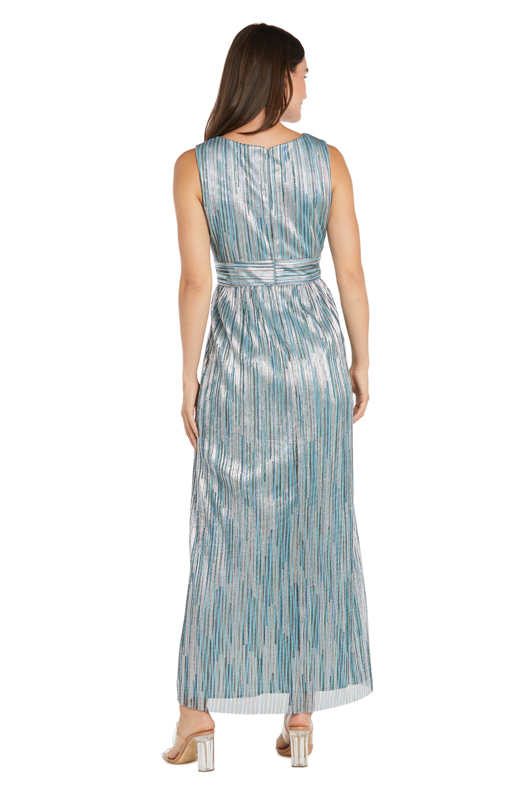 r&m richards sleeveless metallic dress and jacket Long Formal Metallic Dress Evening R&M Richards 3145