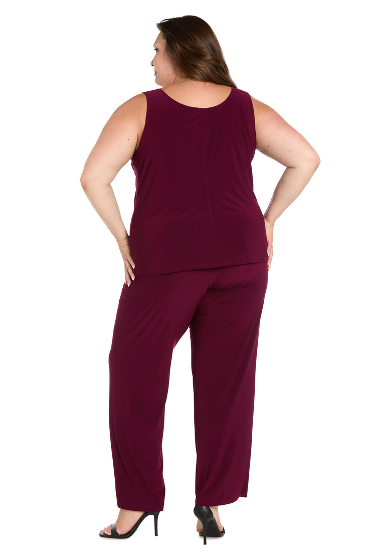 Delicate Floral Blossom Embroidered  Pantsuit - Plus