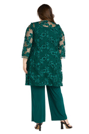 Delicate Floral Blossom Embroidered  Pantsuit - Plus