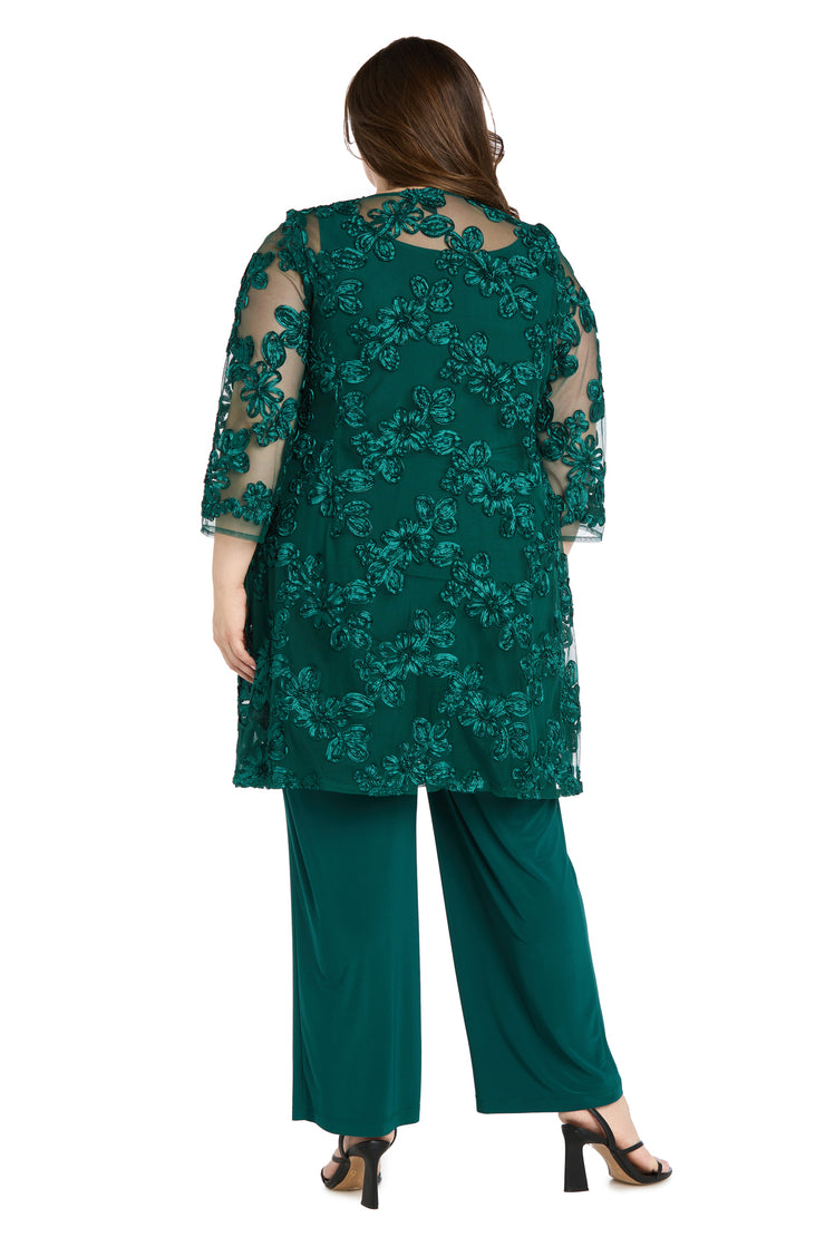Delicate Floral Blossom Embroidered  Pantsuit - Plus