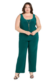 Delicate Floral Blossom Embroidered  Pantsuit - Plus