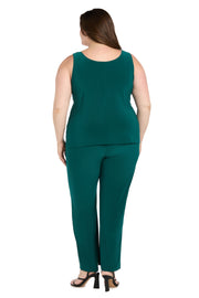 Delicate Floral Blossom Embroidered  Pantsuit - Plus