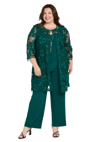 Delicate Floral Blossom Embroidered  Pantsuit - Plus