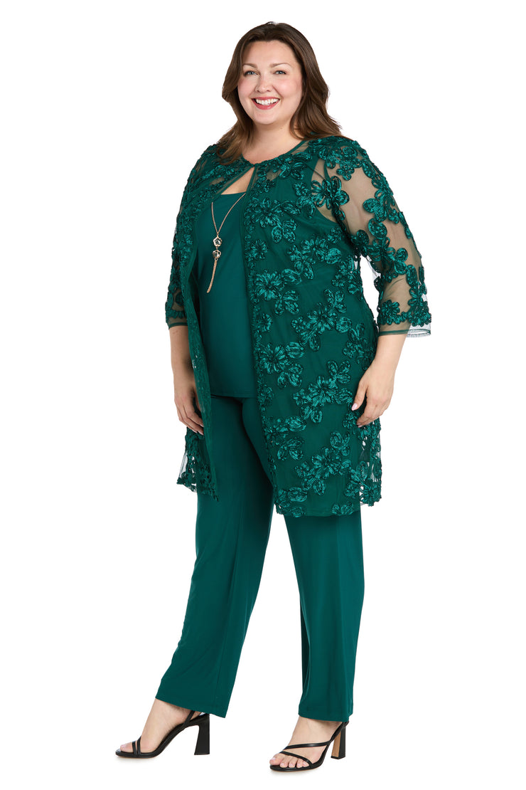 Delicate Floral Blossom Embroidered  Pantsuit - Plus