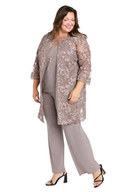 Delicate Floral Blossom Embroidered  Pantsuit - Plus