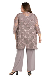 Delicate Floral Blossom Embroidered  Pantsuit - Plus
