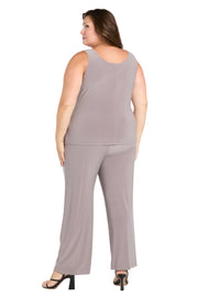 Delicate Floral Blossom Embroidered  Pantsuit - Plus