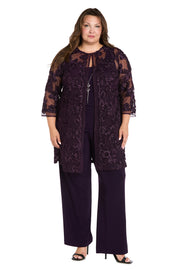 Delicate Floral Blossom Embroidered  Pantsuit - Plus