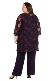 Delicate Floral Blossom Embroidered  Pantsuit - Plus