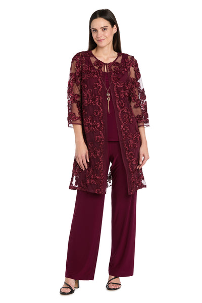 Delicate Floral Blossom Embroidered  Pantsuit