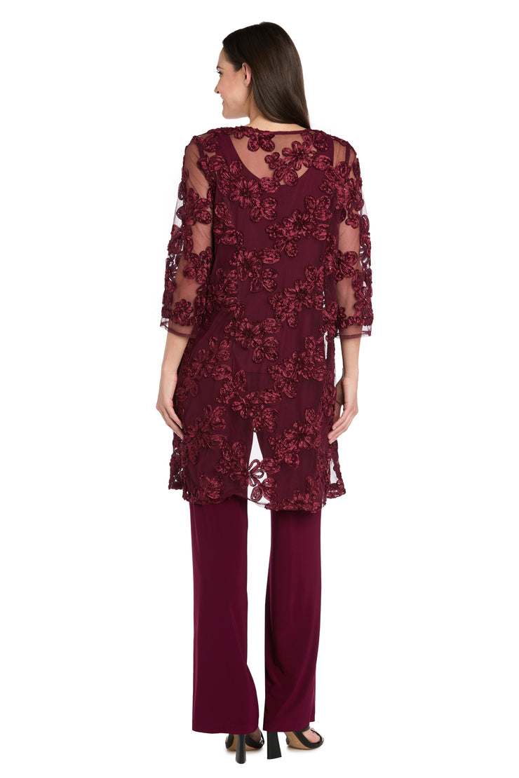 Delicate Floral Blossom Embroidered  Pantsuit