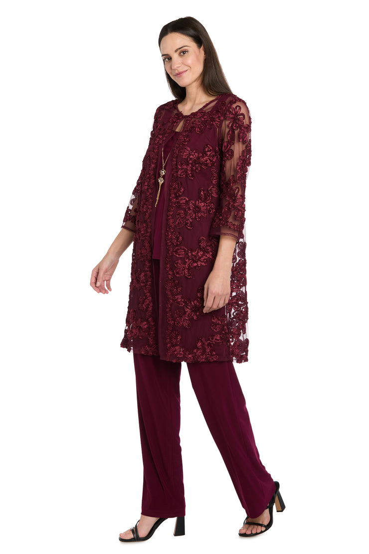 Delicate Floral Blossom Embroidered  Pantsuit