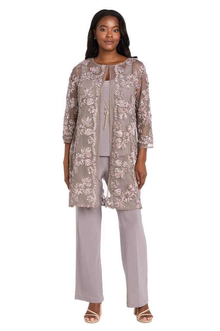 Delicate Floral Blossom Embroidered  Pantsuit