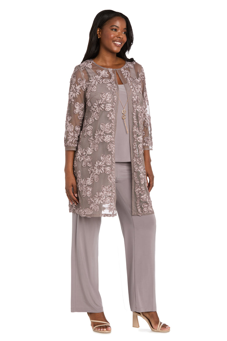 Delicate Floral Blossom Embroidered  Pantsuit