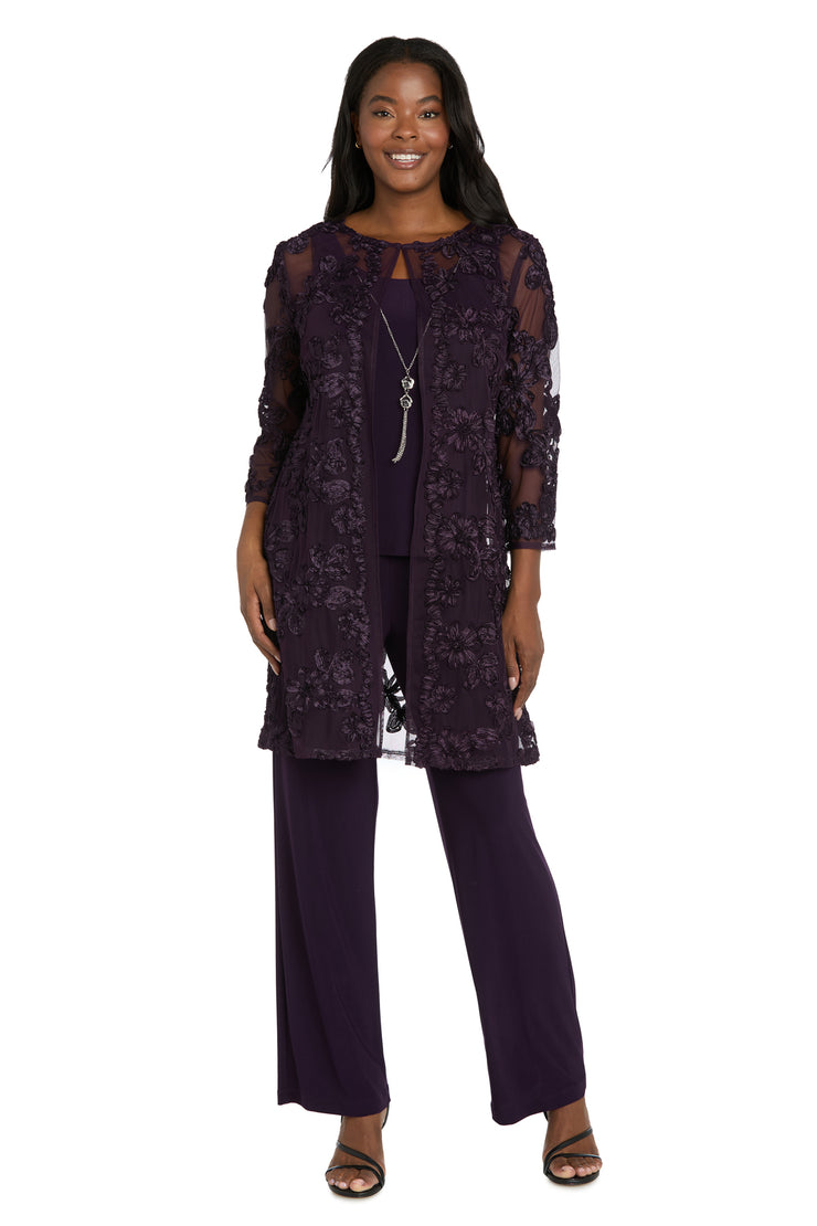 Delicate Floral Blossom Embroidered  Pantsuit
