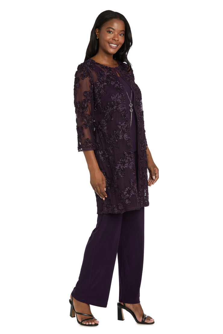 Delicate Floral Blossom Embroidered  Pantsuit