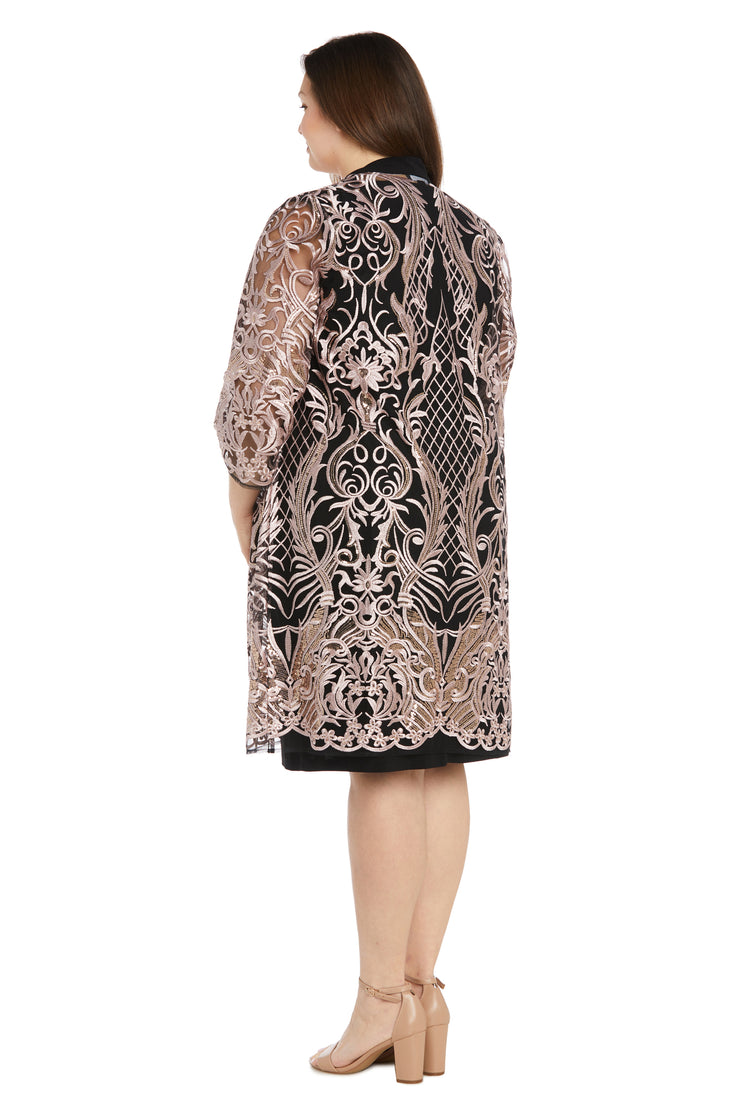 Embroidered Sequin Jacket Dress - Plus