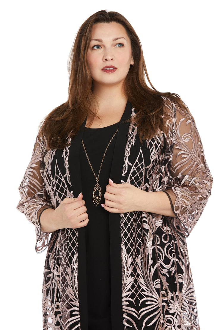 Embroidered Sequin Jacket Dress - Plus