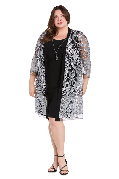 Embroidered Sequin Jacket Dress - Plus
