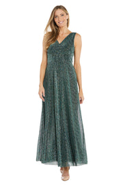 Green Metallic Gown Featuring a Flattering Waist Band