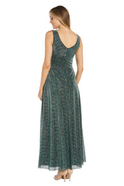 Green Metallic Gown Featuring a Flattering Waist Band