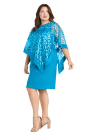 Asymmetrical Sequin Patterned Poncho Dress - Plus