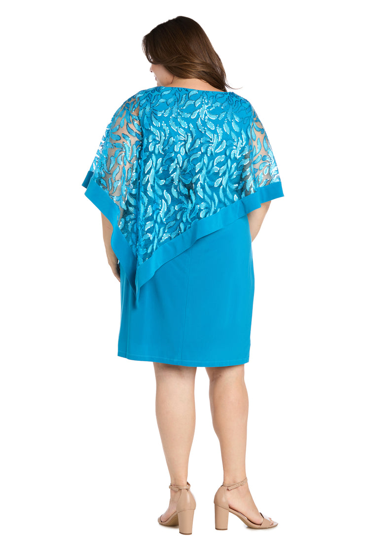 Asymmetrical Sequin Patterned Poncho Dress - Plus