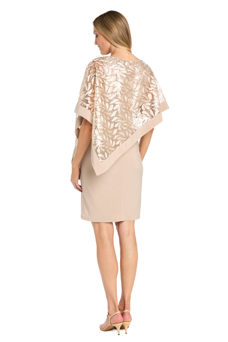 Asymmetrical Sequin Patterned Poncho Dress - Petite